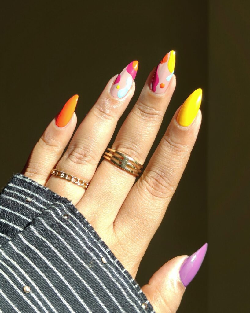 Abstract Nail art for summer