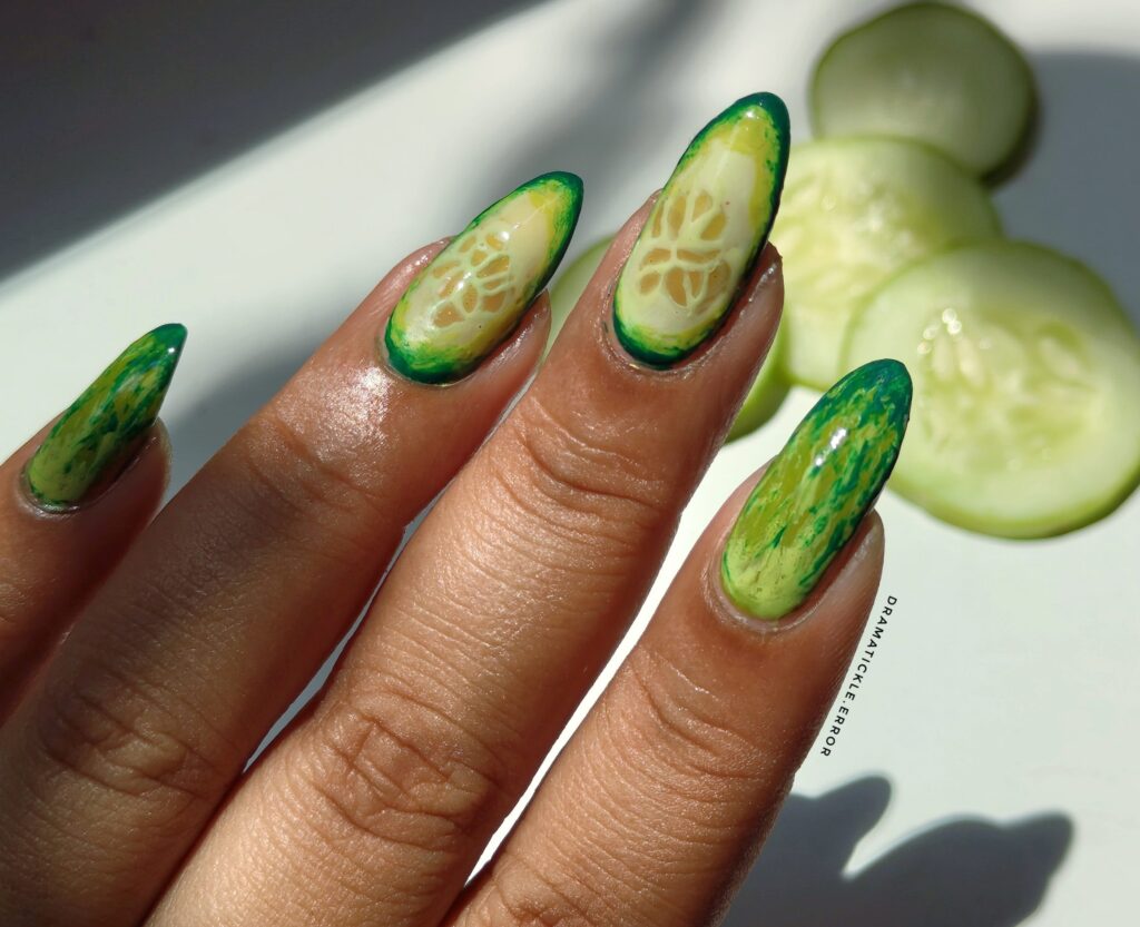 Cucumber nail art for summers